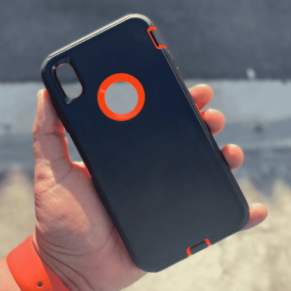 Protector Funda tipo Otterbox IPhone XS Max Negro/naranja